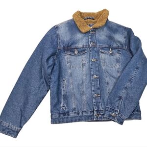 Goodfellow & Co‎ Blue Denim Jacket with Brown Collar